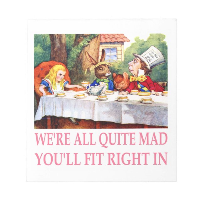 The Mad Hatter's Tea Party in Alice in Wonderland Notepad (Front)