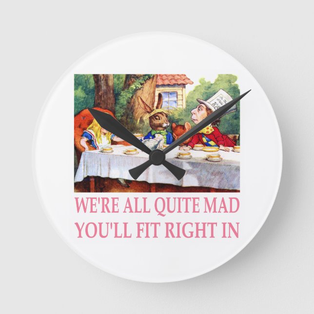 The Mad Hatter's Tea Party in Alice in Wonderland Round Clock (Front)