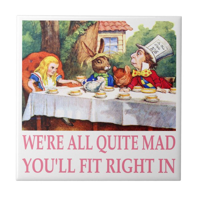 The Mad Hatter's Tea Party in Alice in Wonderland Tile (Front)
