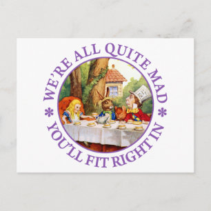 The Mad Hatter's Tea Party -"We're All Quite Mad!" Postcard