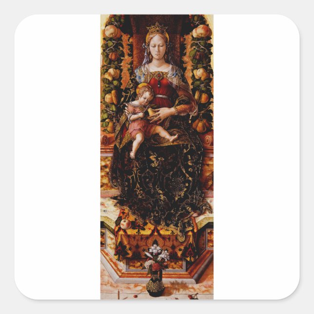 The Madonna della Candeletta by Carlo Crivelli Square Sticker (Front)