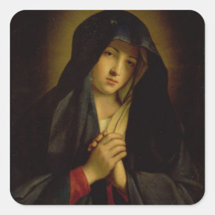 The Madonna in Sorrow (oil on canvas) Square Sticker
