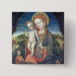 The Madonna of Humility adored by Leonello d'Este 15 Cm Square Badge
