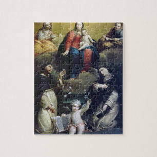 The Madonna of the Rosary with SS Dominic, Catheri Jigsaw Puzzle