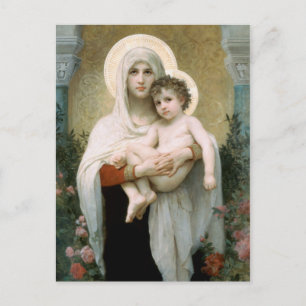 The Madonna of the Roses Christmas Holiday Postcard