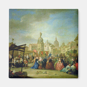 The Madrid Fair in the Plaza de la Cebeda (oil on Magnet