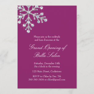 The Magenta Grand Opening Offset Crystal Snowflake Invitation
