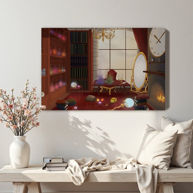 The Mage's Sanctuary - Enchanted Library Canvas Print (Creator Uploaded)