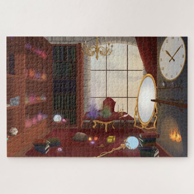 The Mage's Sanctuary - Enchanted Library Jigsaw Puzzle (Horizontal)