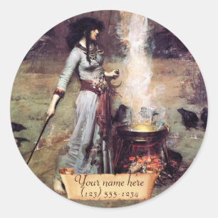 "The Magic Circle" Pre-Raphaelite Bookplate Classic Round Sticker