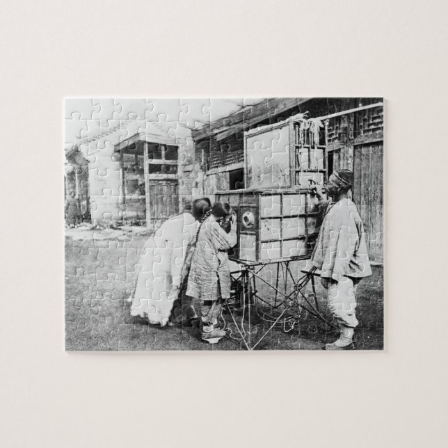 The magic lantern, c.1870 (b/w photo) jigsaw puzzle (Horizontal)