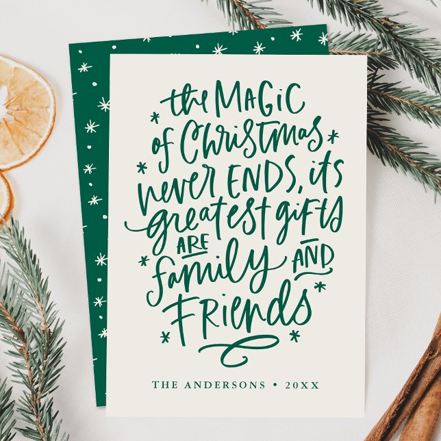 The Magic of Christmas Beige & Green Non-Photo Holiday Card (Creator Uploaded)