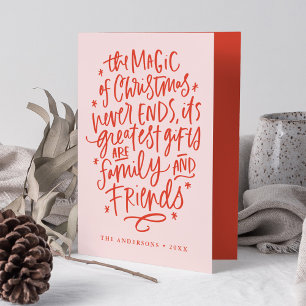 The Magic of Christmas Blush and Orange Non-Photo Holiday Card