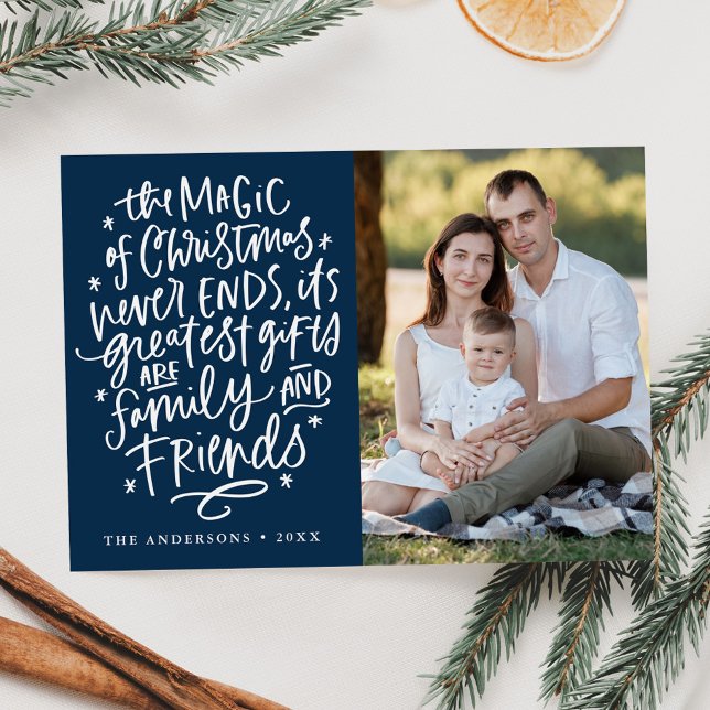 The Magic of Christmas Navy Photo Holiday Card (Creator Uploaded)