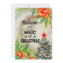 The Magic of Christmas Tree & Gifts Holiday Card