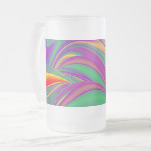 The Magic of Colours , Abstract 3D Rainbowart Frosted Glass Beer Mug