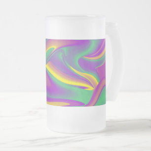 The Magic of Colours , Abstract 3D Rainbowart Frosted Glass Beer Mug