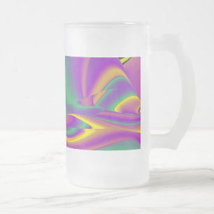 The Magic of Colours , Abstract 3D Rainbowart Frosted Glass Beer Mug