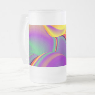 The Magic of Colours , Abstract 3D Rainbowart Frosted Glass Beer Mug