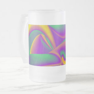 The Magic of Colours , Abstract 3D Rainbowart Frosted Glass Beer Mug