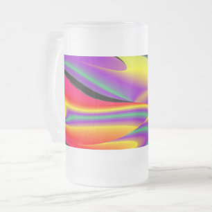 The Magic of Colours , Abstract 3D Rainbowart Frosted Glass Beer Mug