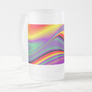 The Magic of Colours , Abstract 3D Rainbowart Frosted Glass Beer Mug