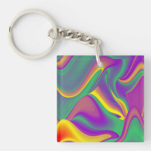 The Magic of Colours , Abstract 3D Rainbowart Key Ring