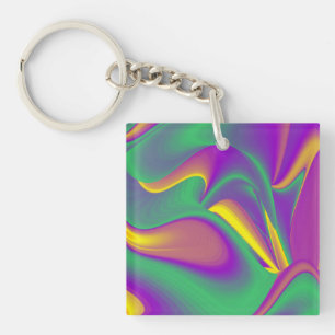 The Magic of Colours , Abstract 3D Rainbowart Key Ring