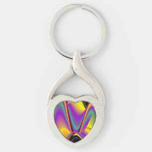 The Magic of Colours , Abstract 3D Rainbowart Key Ring