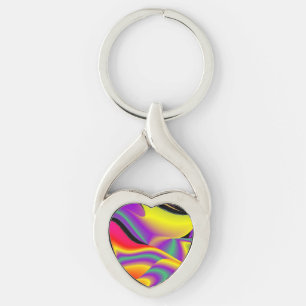 The Magic of Colours , Abstract 3D Rainbowart Key Ring
