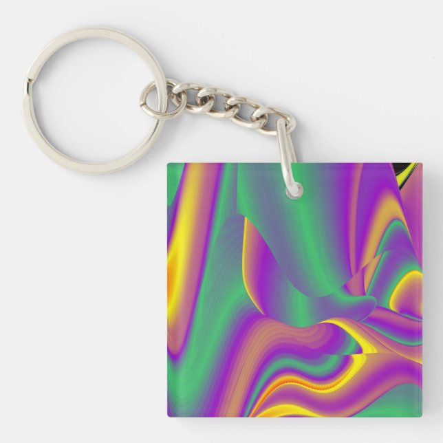 The Magic of Colours , Abstract 3D Rainbowart Key Ring (Front)
