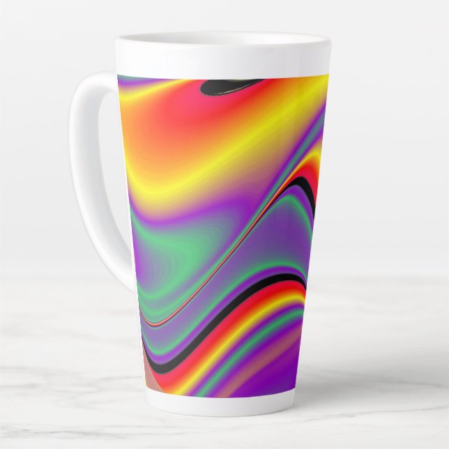 The Magic of Colours , Abstract 3D Rainbowart Latte Mug (Left Angle)
