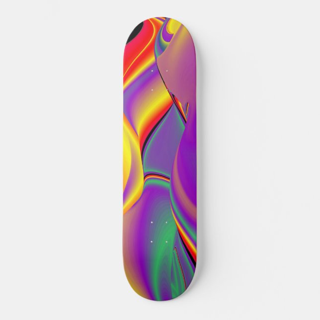 The Magic of Colours , Abstract 3D Rainbowart Skateboard (Front)