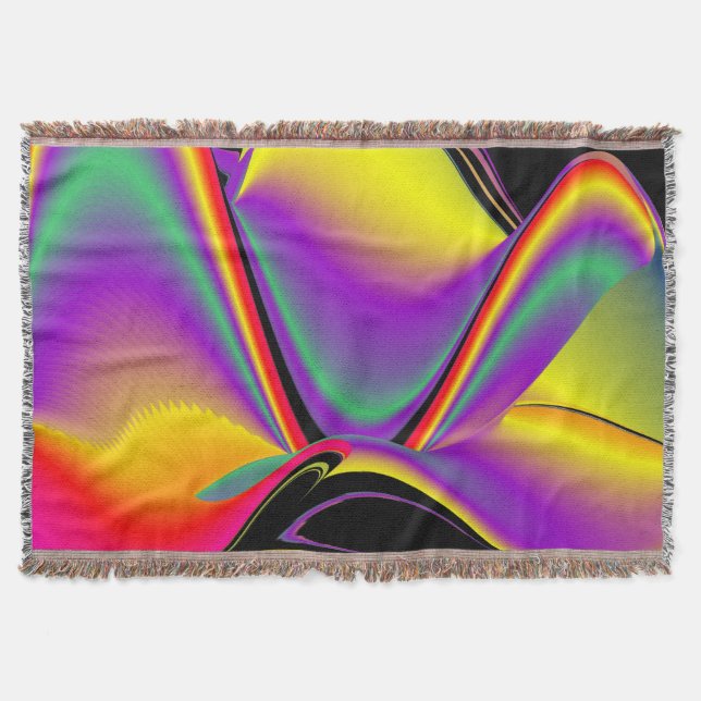 The Magic of Colours Abstract 3D Rainbowart Throw Blanket (Front)