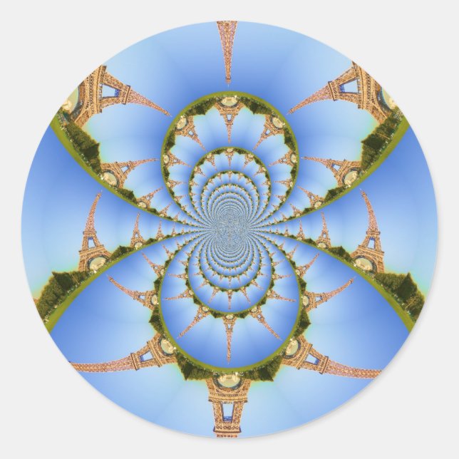 The Magic of Paris: Geometric Eiffel Tower Design Classic Round Sticker (Front)
