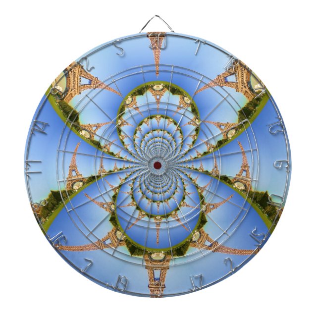 The Magic of Paris: Geometric Eiffel Tower Design Dartboard (Front)
