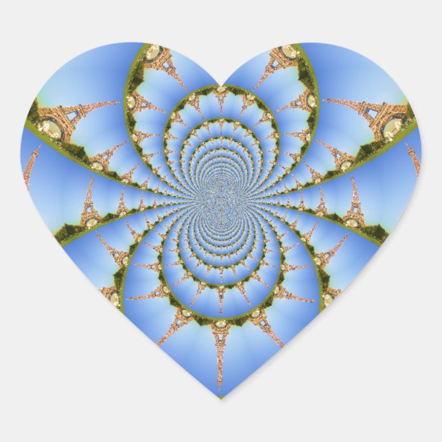 The Magic of Paris: Geometric Eiffel Tower Design Heart Sticker (Front)