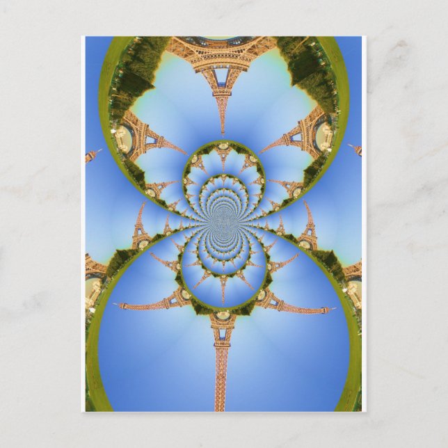 The Magic of Paris: Geometric Eiffel Tower Design Postcard (Front)