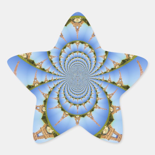 The Magic of Paris: Geometric Eiffel Tower Design Star Sticker (Front)