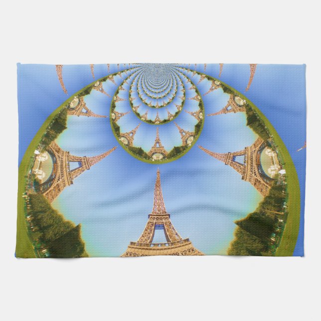 The Magic of Paris: Geometric Eiffel Tower Design Tea Towel (Horizontal)