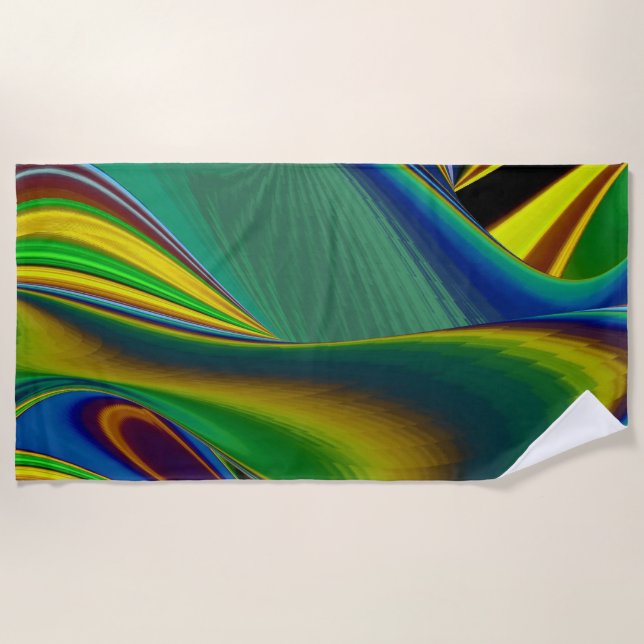 The Magic of Summer , Abstract 3D Art Beach Towel (Front)