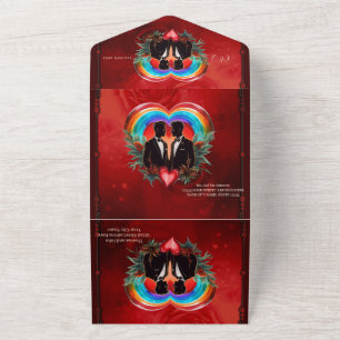 The magic of the moment: elegant gay silhouettes.  all in one invitation