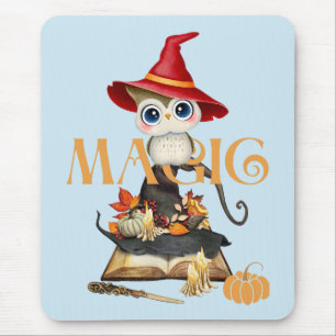 The Magic Witch Owl Fall Halloween Themed Mouse Mat