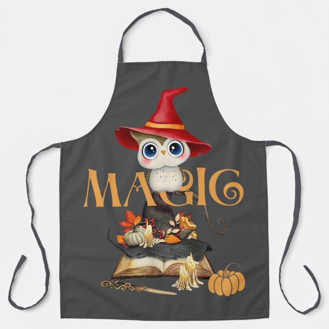 The Magic Witch Owl Fall Themed Apron (Front)