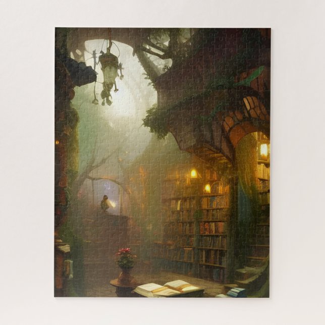 The Magical Bookstore Fantasy Art   Jigsaw Puzzle (Vertical)