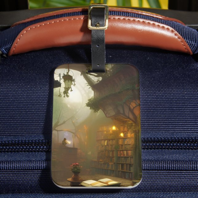 The Magical Bookstore Fantasy Art  Luggage Tag (Front Insitu 2)