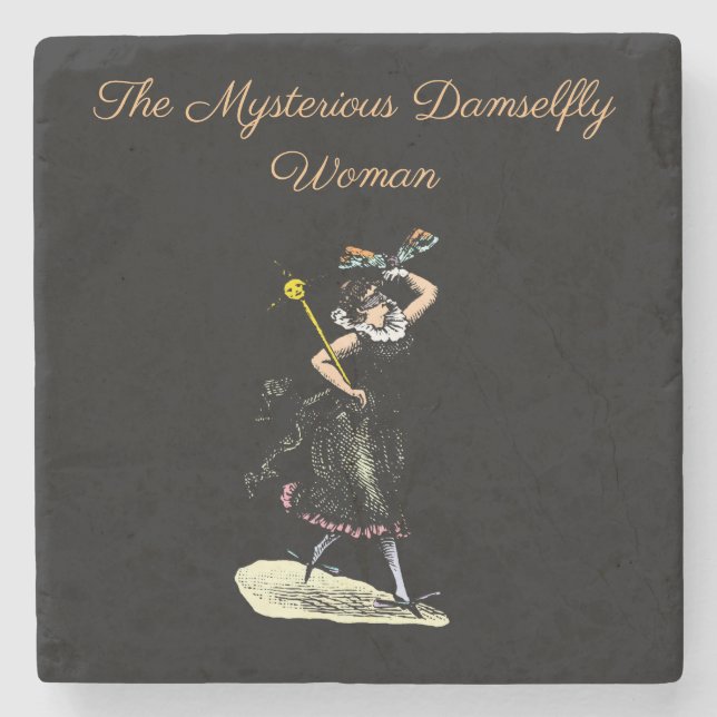 The magical damselfly woman stone coaster (Front)