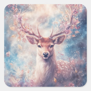 The Magical Deer of the Starry Sky Square Sticker