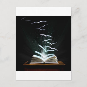 The magical world of reading postcard