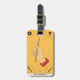 The Magician hand four elements tarot card yellow Luggage Tag